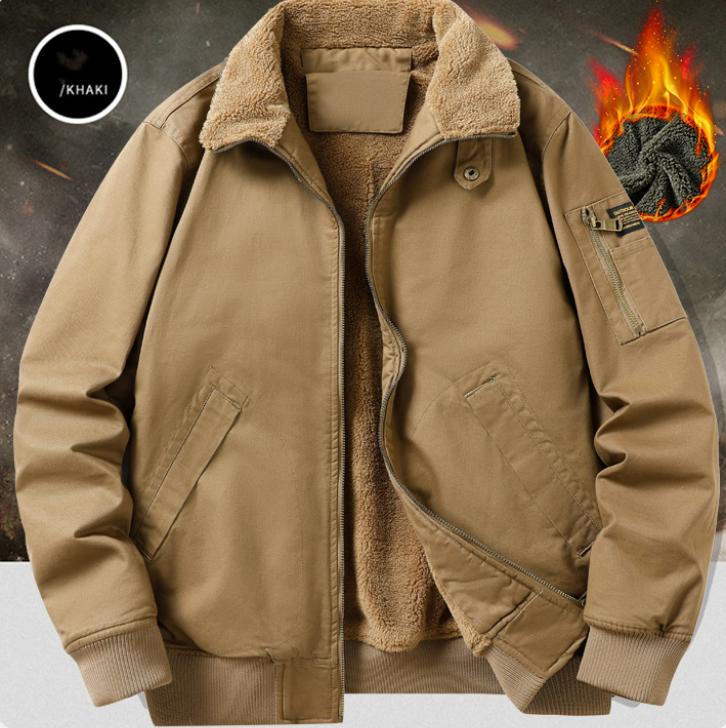 Men's Winter Fleece-Lined Jacket Oversized Collar Warm Jacket