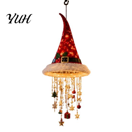 Weihnachtsbaum Hängende Ornamente Weihnachtsmütze Laterne, Leuchtende Weihnachtsmütze Dekoratives Licht mit LED-Lichterkette Feiertagsparty Dekorationen Und Anhänger, Anhänger