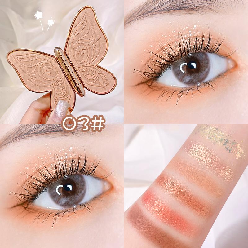 Schmetterlings-Lidschatten, 6 Farben, Lucky Koi Pearl Glitter, Glitzer, matte Erdfarbe, 6 Farben Make-up-Lidschatten-Palette
