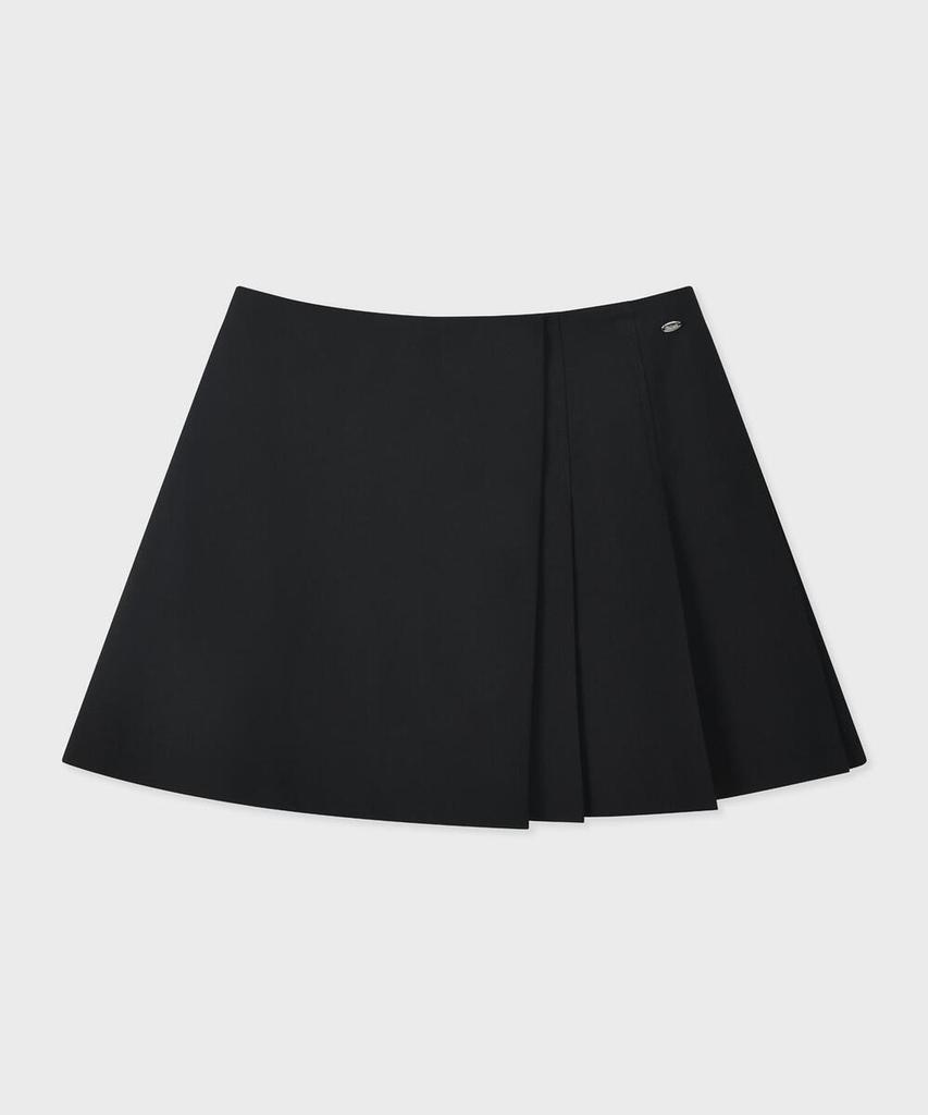 FALLETT Half Pleated Wrap Skirt Black