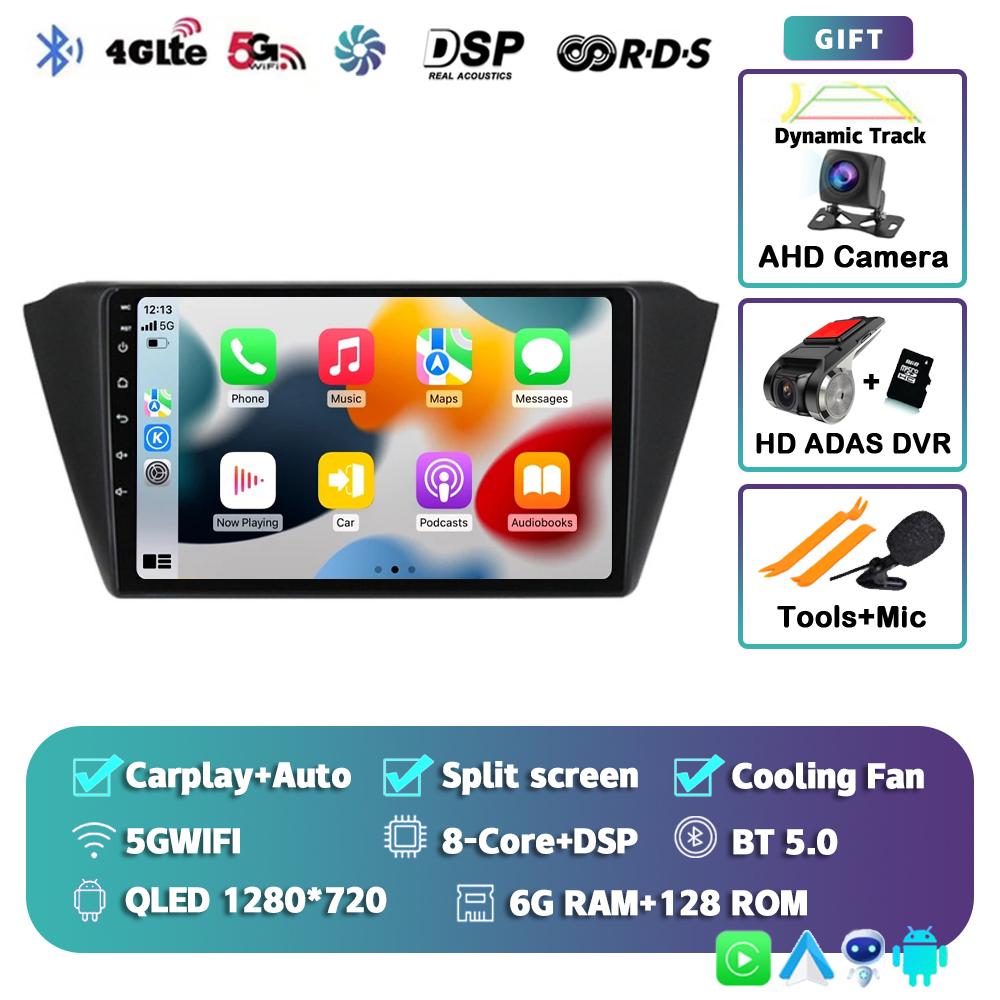 Android 14 Carplay Auto WIFI+4G Car Radio For Skoda Fabia 3 III 2014 2015 2016-2020 Multimedia GPS Player Stereo 2din Head Unit