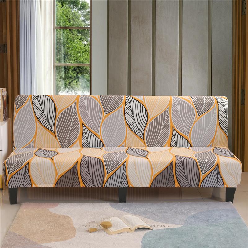 

1pc Elastic Sofa Bed Cover,ray Yellow Leaf Print Elastic Couch Cover for Living Room, Washable Modern Furniture Protector S(120-150cm)