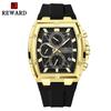 REWARD 832261 Vintage Multifunction Quartz Watch for Men Sports Chronograph Luxury Quartz Wristwatches with Silicone Strap