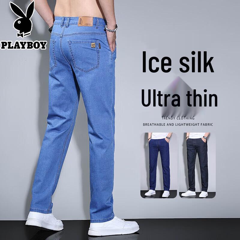 PLAYBOY Men s Ice Silk Cool-Touch Straight-Fit Jeans 30