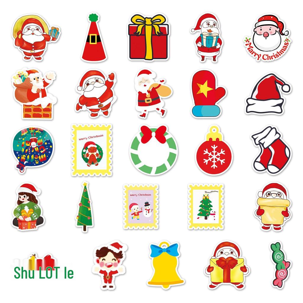 100 Sheets Christmas Cartoon Graffiti Stickers - DIY Waterproof Stickers for Phone Cases and Suitcases.