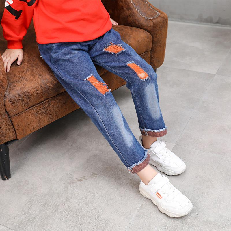 Girls  Embroidered Wide-Leg Denim Pants for Spring & Autumn - Straight & Loose Fit for Little & Older Girls 120cm