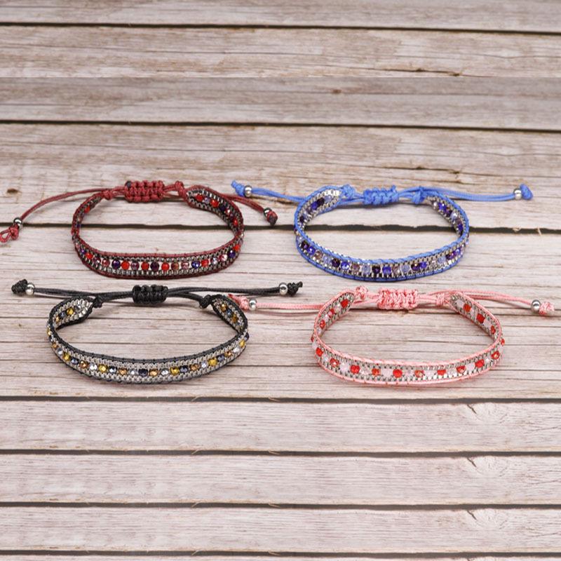 Bohemian Handmade Woven Crystal Beaded Friendship Bracelet for Women