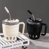 Wake Up Coffee Cup Handle Straw Cup Stainless Steel Coffee Cup Thermos Cup Men's and Women's Water Cups Office Mugs