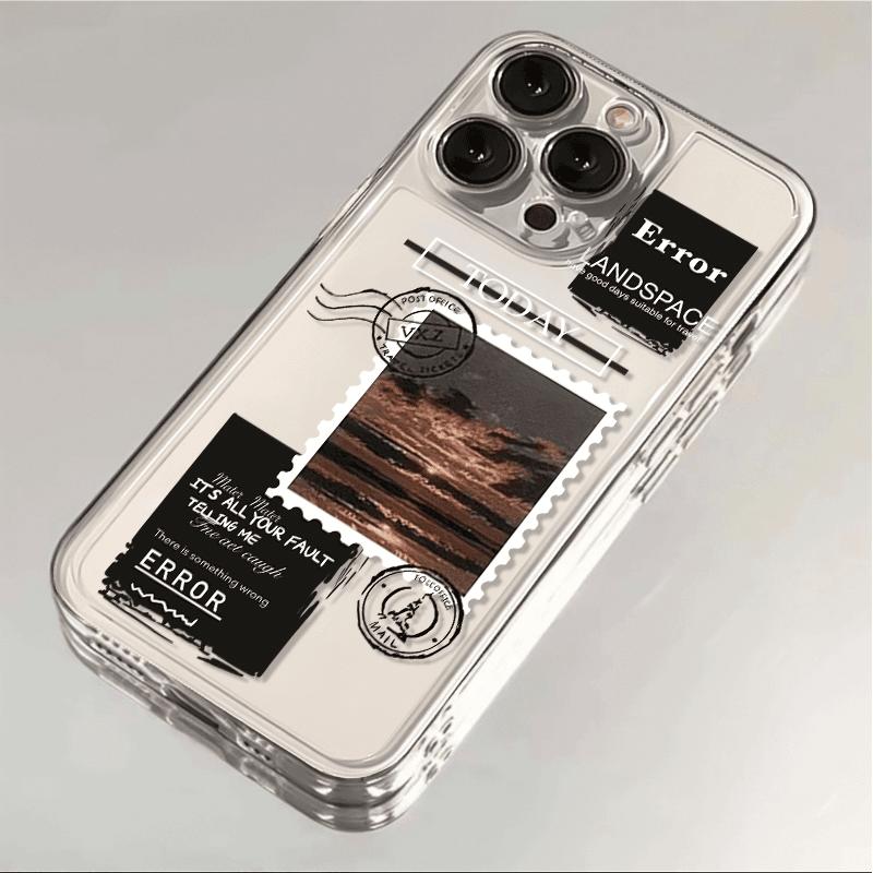 Vintage Travel Collage Stamp & Error 404 iPhone Case for 15/14/13/12 - Retro Aesthetic Cover