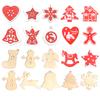 Wooden Christmas Hanging Ornaments Snowman Snowflake Bell shaped Pendant For DIY Craft Home New Year Christmas Tree Decoration