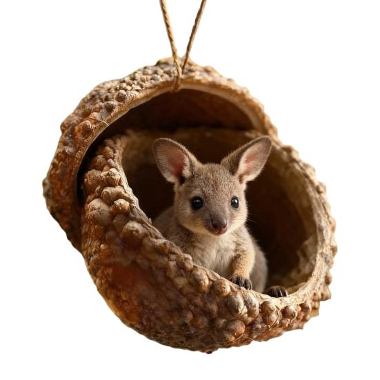 Forest Animal Acorn Hanging Ornaments Acrylic Christmas Tree Decor with Squirrel Rabbit Pony Designs 2D Flat Pendants for Holiday Gifting