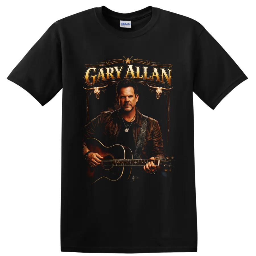 Gary Allan Country Singer Guitar Western Longhorn Graphic T Shirt Concert Tee