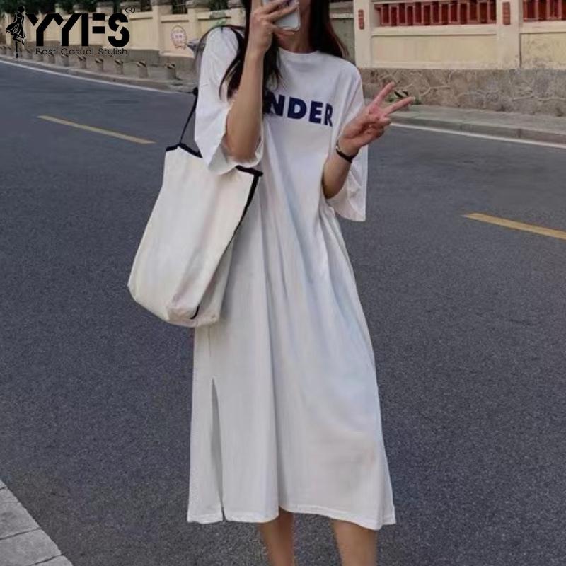 

YYFS Женская мода лето весна 1/2 рукава О-образный вырез свободная талия повседневные платья M белый