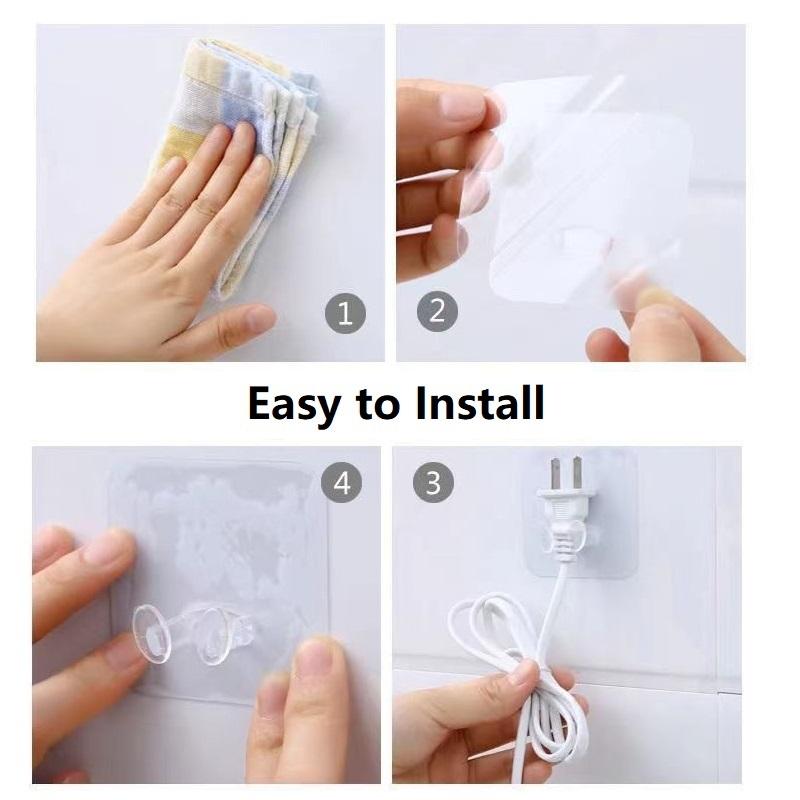 6 Pcs Power Plug Holder Wall Mounted Organizer for Charger, Toothbrush Holder Adhesive Wall Plug Hooks for Kitchen Bedroom