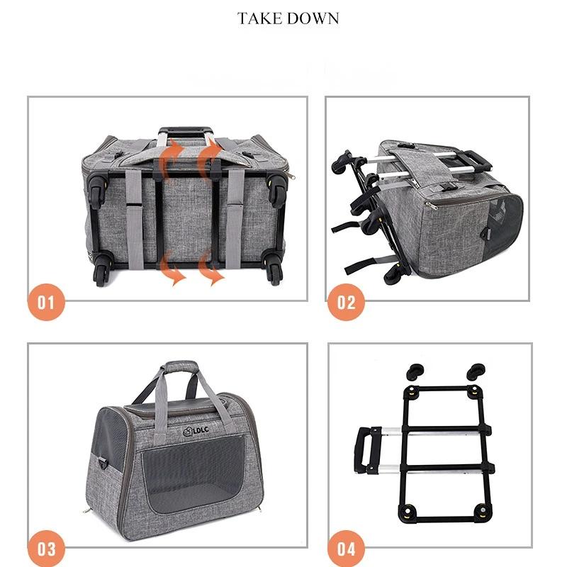 Breathable Portable Outing Puppy Carrier Pull Rod Box Pet Trolley Case Cat Travel Transport Bag Cat Cage Handbag Dog Backpack