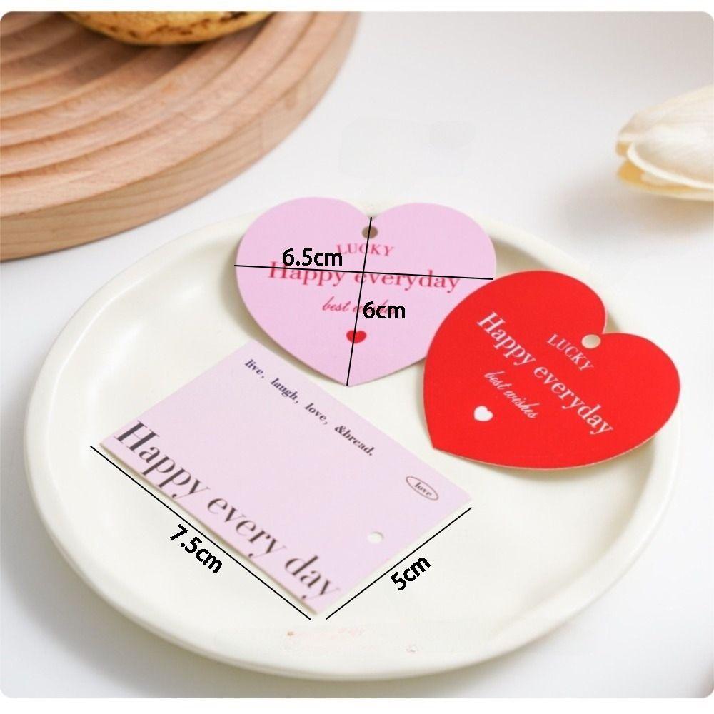 50 Pcs/pack Creative Heart Shape Packaging Hang Labels Heart Color Printing DIY Happy Every Day Tags Thanks Card Gift Decor