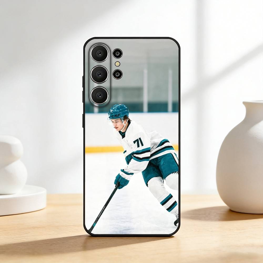 COOL M-Macklin Celebrini Phone Case For Samsung S26,S25,24,23,22,30,21,10,9,Ultra,Plus,Lite,FE Soft Black Case