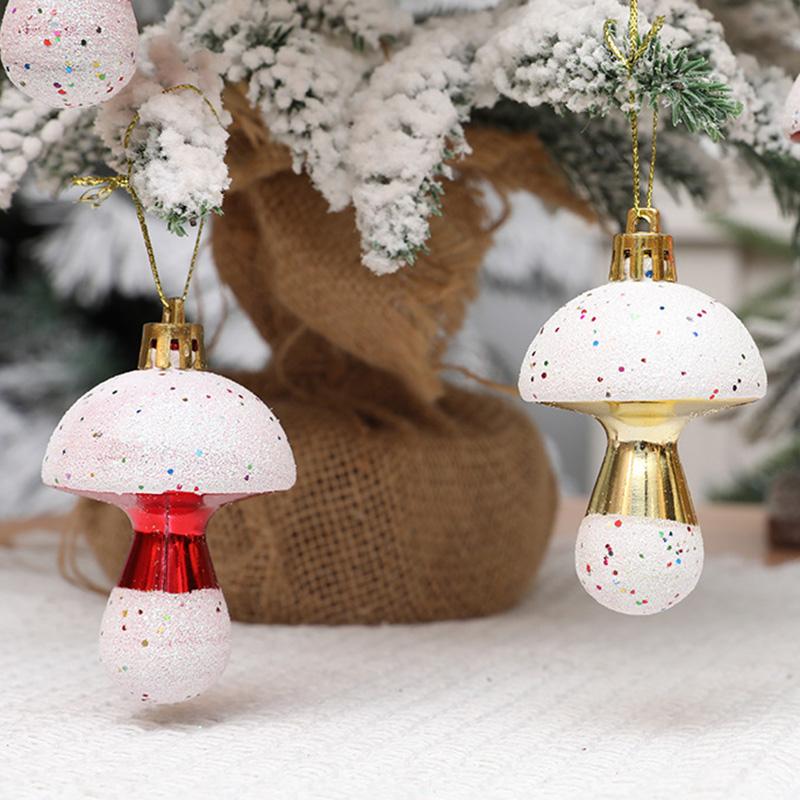 6Pcs Painted Mushroom Xmas Festival Decoration Window Christmas Tree Hanging Ornament