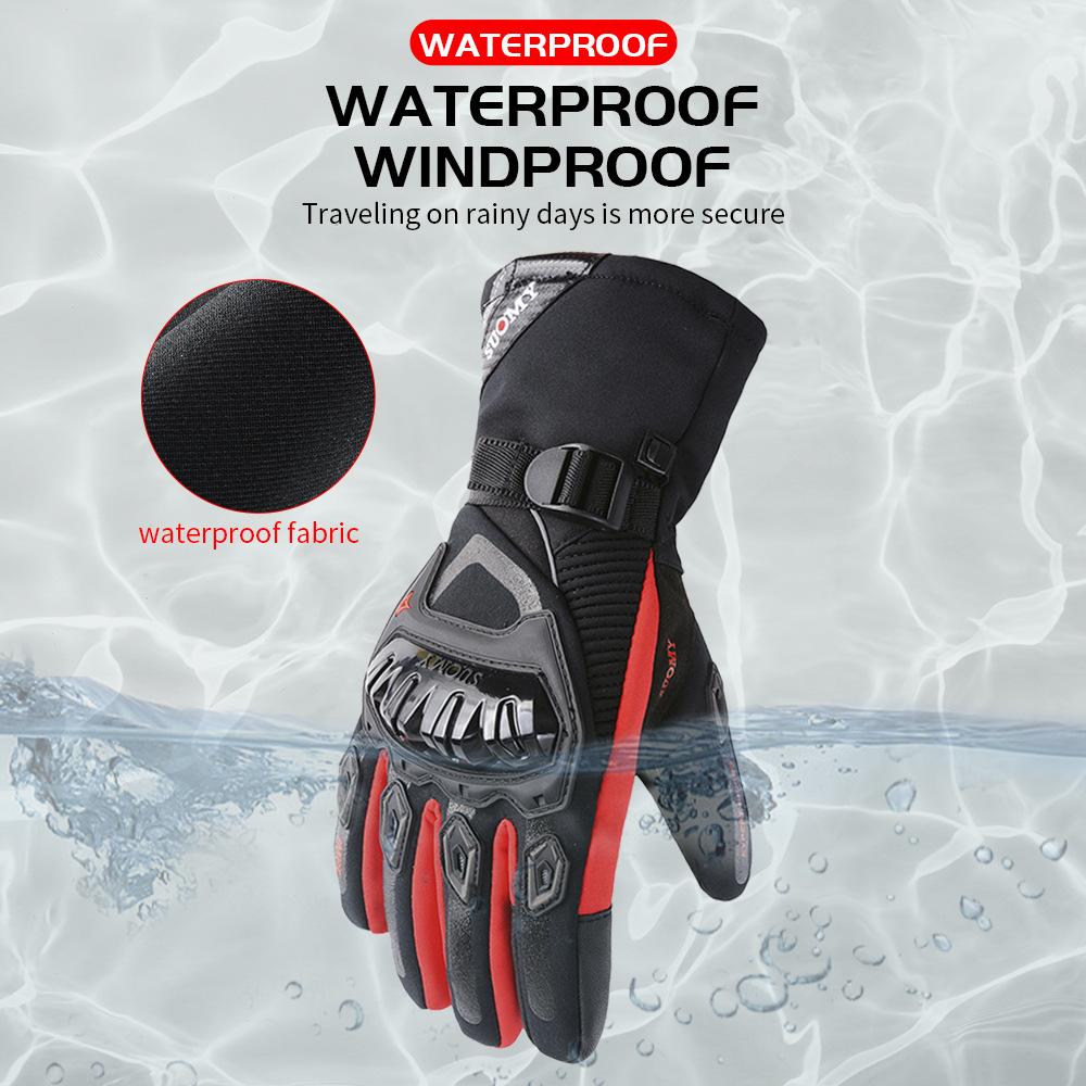 Winter Motorcycle Riding Gloves Can Touch Screen Waterproof and Warm Electric Vehicle Long Windproof Gloves