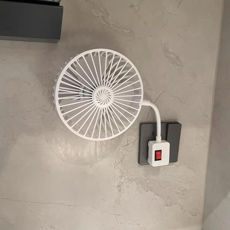 2025 New Wall-Mounted Silent Electric Fan - Compact, Powerful, Universal Three-Socket for Kitchen Use