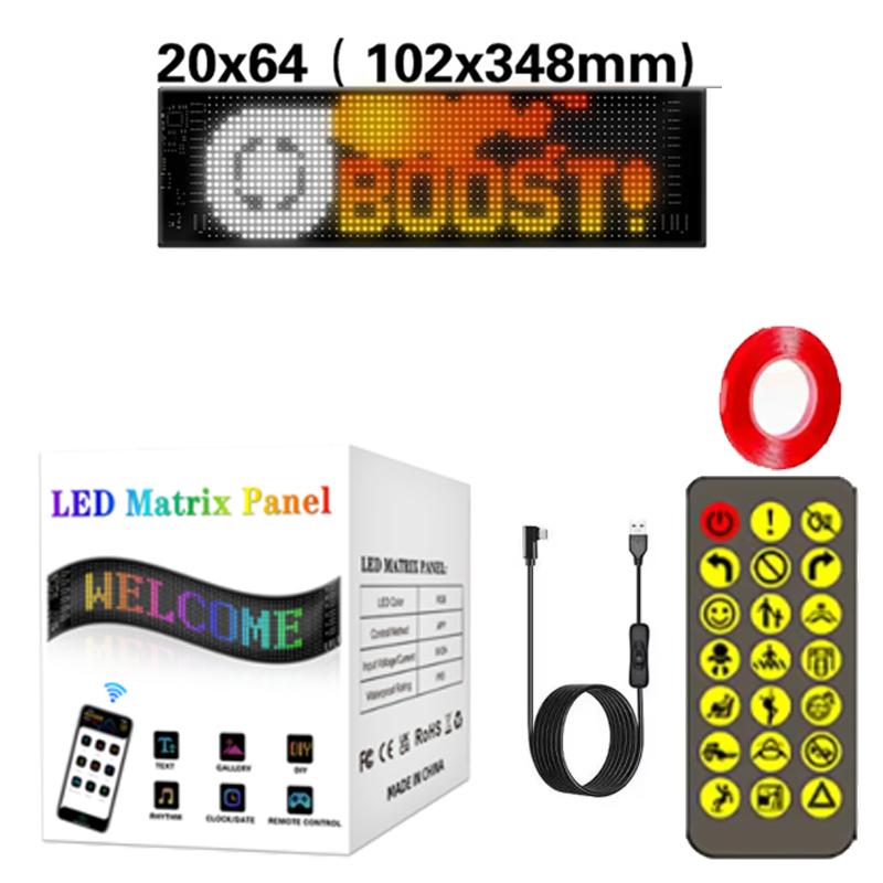RGB LED Matrix Pixel Panel Flexible Waterproof Scrolling Text Advertising Sign Bluetooth APP Programmable Screen for Car Display