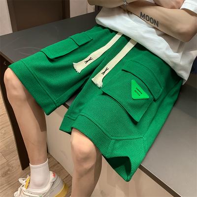 Frühlings-Herrenshorts Koreanische Mode Grüne Shorts Harajuku High Street Herrenbekleidung Lässige Shorts Für Zuhause Streetwear Hosen
