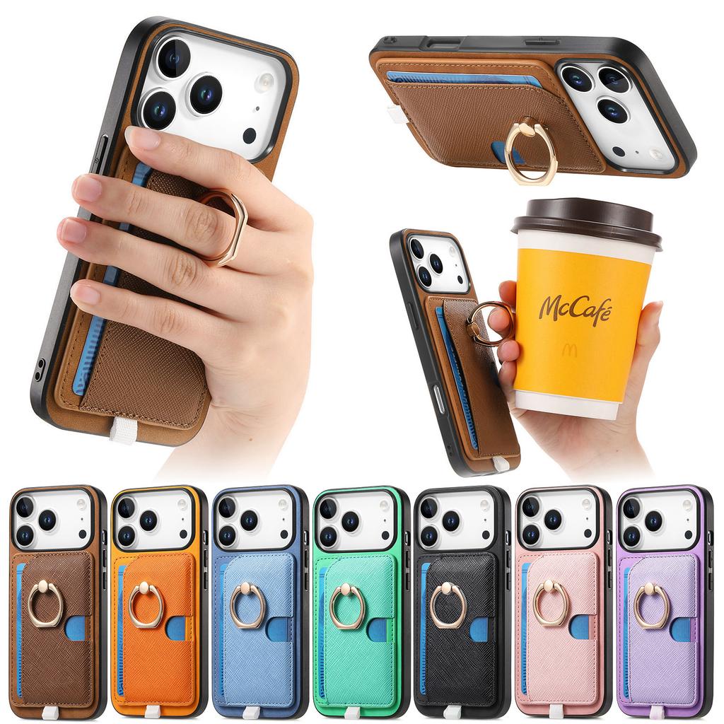 2 in1 Detachable Side Card Solt Wallet Ring Holder Leather Case For iPhone 17 Pro Max 16 Plus 15 14 13 12 11 17air Stand Cover