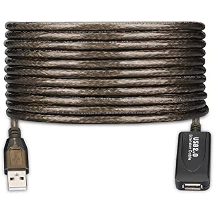 Câble d'extension USB 2.0 - Ewent - 20 mètres - Noir - Universelle - 480 Mbps