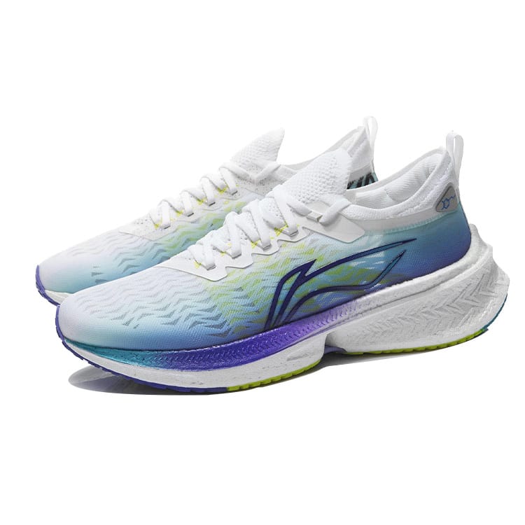 Li Ning Feidian Discovery Running Shoes Men's Low Top White/Neon Blue Purple/Green ARMR005-3