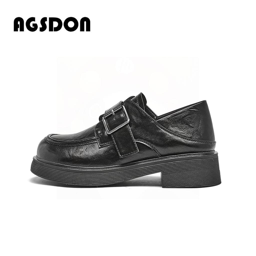 Augustine black loafers women's 2025 autumn new platform British style jk casual commuter small leather shoes