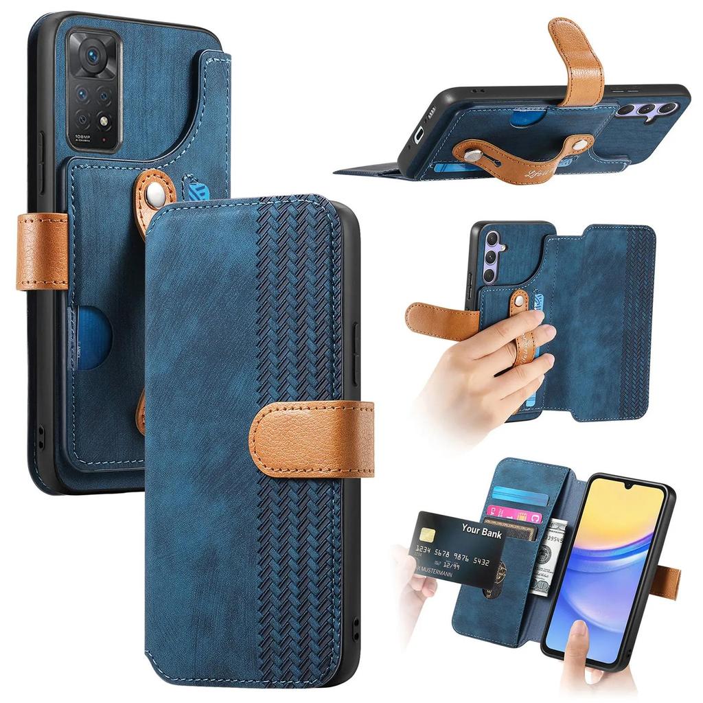 Wristband Cards Solt Wallet Leather Flip Case For Xiaomi Redmi Note 13 Pro Plus 13T 13C 12 11 POCO X6 14T Bag Pocket Book Cover