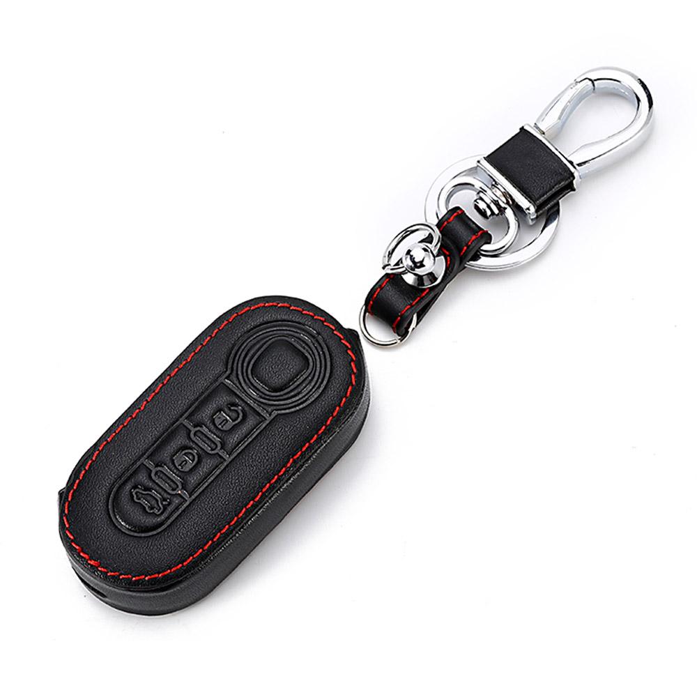 

Кожаный дистанционный брелок для ключей от автомобиля, чехол-держатель в виде ракушки для 500 Ducato Panda Punto, цепочка с 3 кнопками чёрный