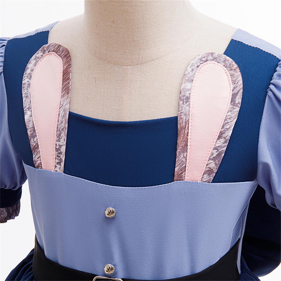 Judy Cosplay Princess Dress Girls Officer Bunny Role Play Frocks Children Carnival Birthday Halloween Party Costumes