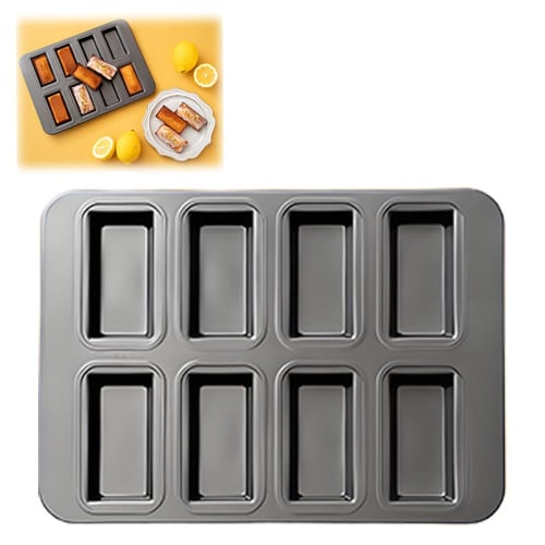 HAUUFENN 8-Cavity Financier Mold, Muffin Mold, Lemon Cake Mold, Pound Cake Mold, Canel? Mold, Non-Stick Cake Mold, 25.5 x 20cm, Baking Supplies, Confe