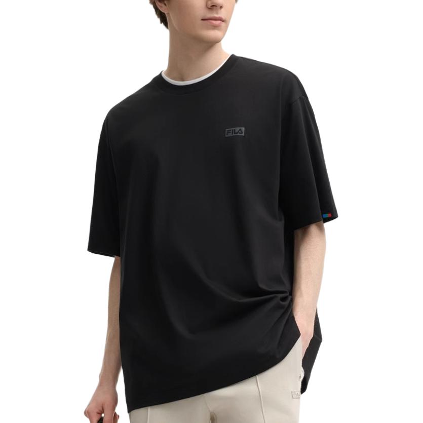 Fila Original Simple Casual Cotton Loose Short Sleeve T-Shirt Men Tops Black F51M529109F-BK