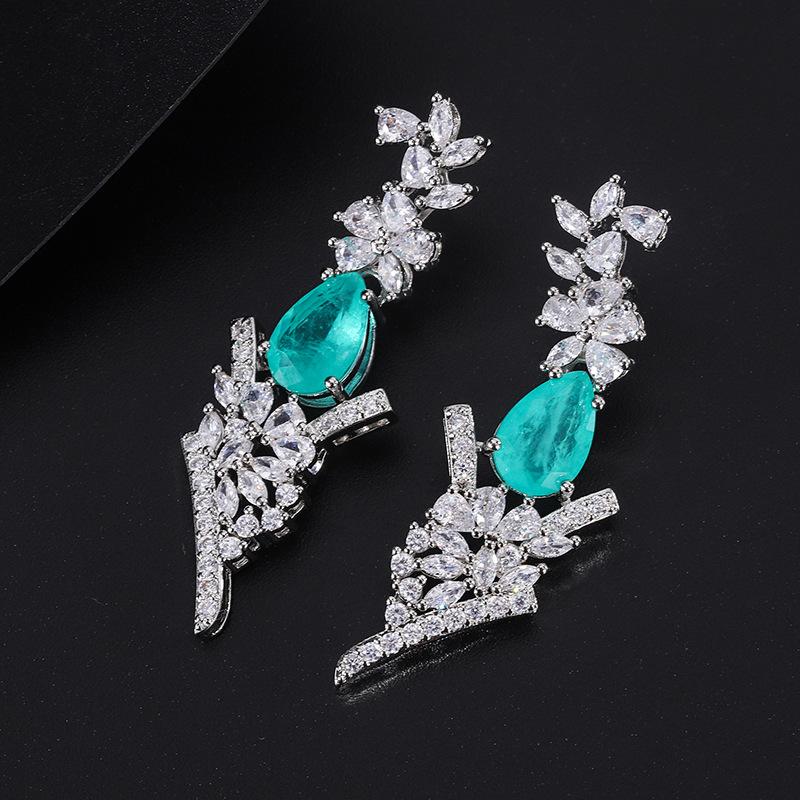 New Jewelry Earrings Earrings Emerald Flower Earrings Red Corundum Earrings