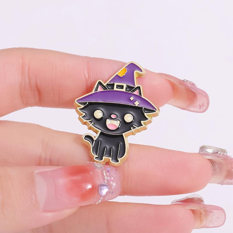 Cute Bat Cat Enamel Pins Custom Halloween Animals Brooch Lapel Badges Punk Gothic Jewelry Gift for Kids Friends