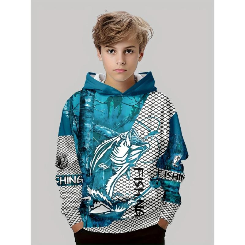 

Autumn 3D Creative Fish Pattern Printed Hoodies Fashionable Casual Sports Long Sleeved Children s Boy Hooded Sweatshirts 160