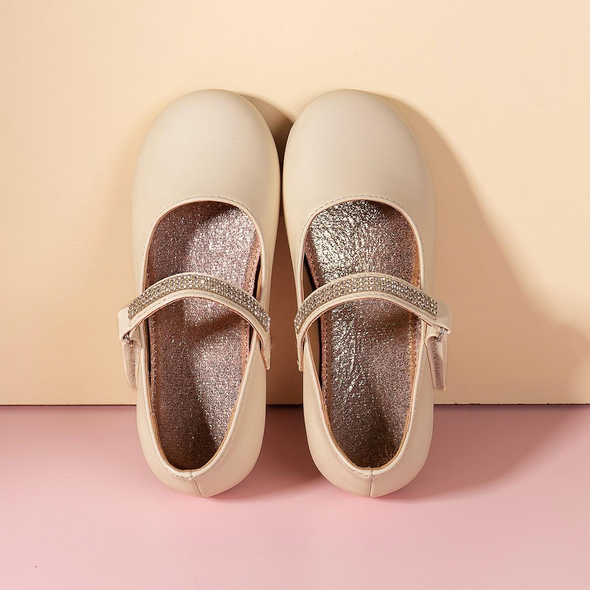 

Детская кожаная обувь Shine Elegant для девочек, неглубокие мокасины Chic Princess 2024, детская мода, круглый носок, нескользящие балетки Britain Wind 28