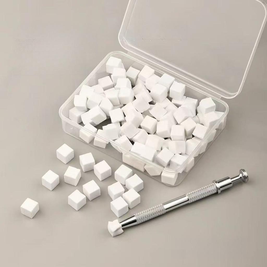 1 Stück Nail Art Farbiger Rauch Schwamm Tofu Quadrat Verblenden Rouge Nagel Weiß 100 Stück Kratzstift Aufbewahrungsbox Set