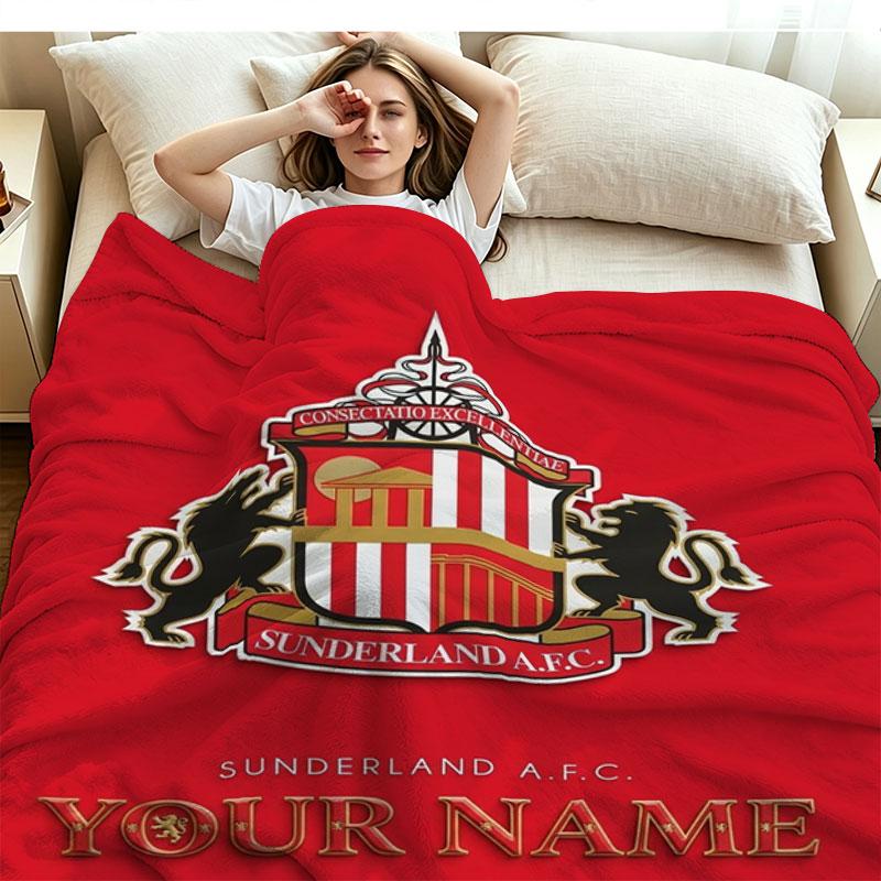 1PC Sunderland A.F Custom Name Patterned Flannel Blanket Suitable For All Seasons for Home Decor Warmth and Comfort Gifts Holiday Present