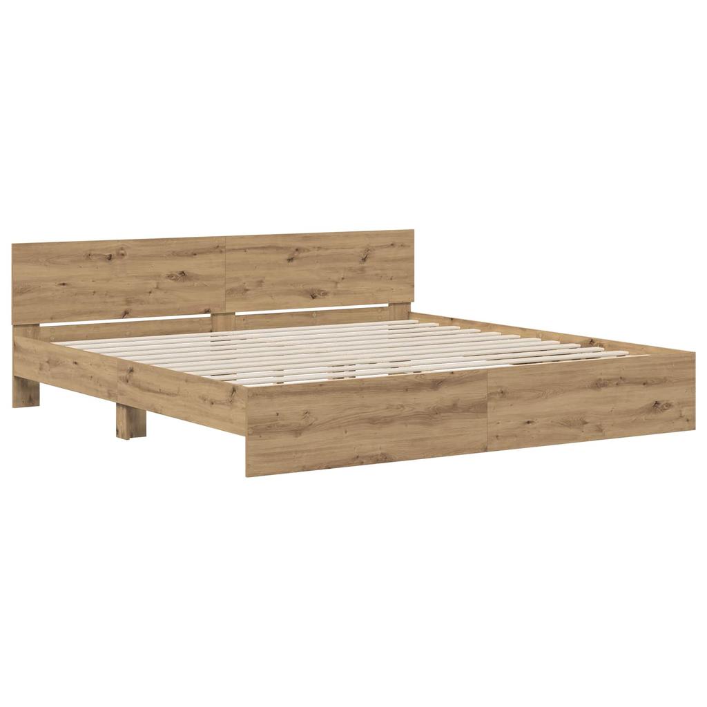 Bed Frame with Headboard Artisan Oak 200 x 200 cm