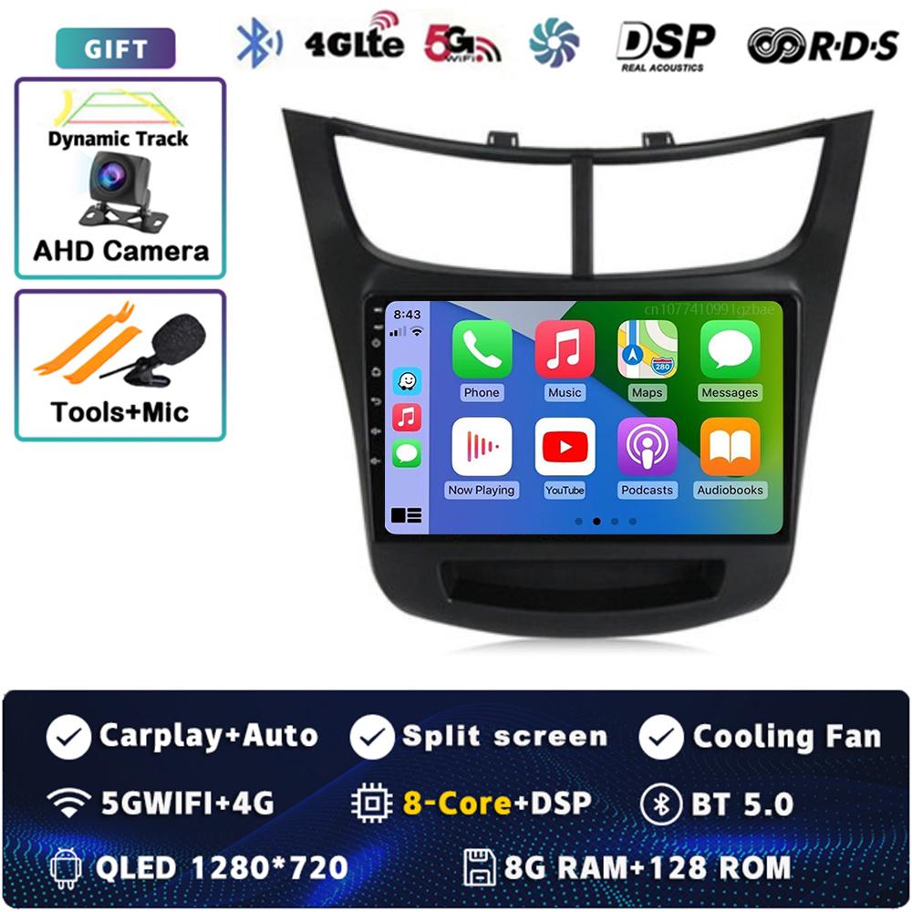 Android 14 Carplay Auto For Chevrolet Sail Aveo 2015-2019 Car Radio 4G WIFI Navigation Player Multimedia Srereo Video 360 Camera
