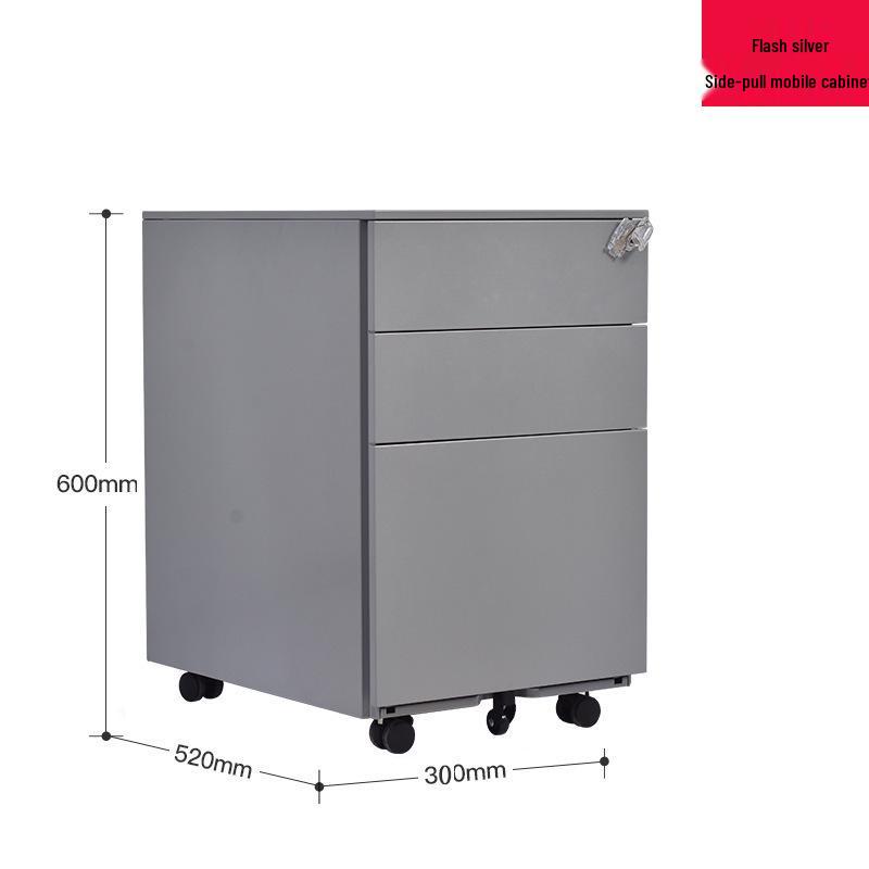 Steel Three-Drawer Mobile Office Cabinet with Lock, Under Desk Storage Solution