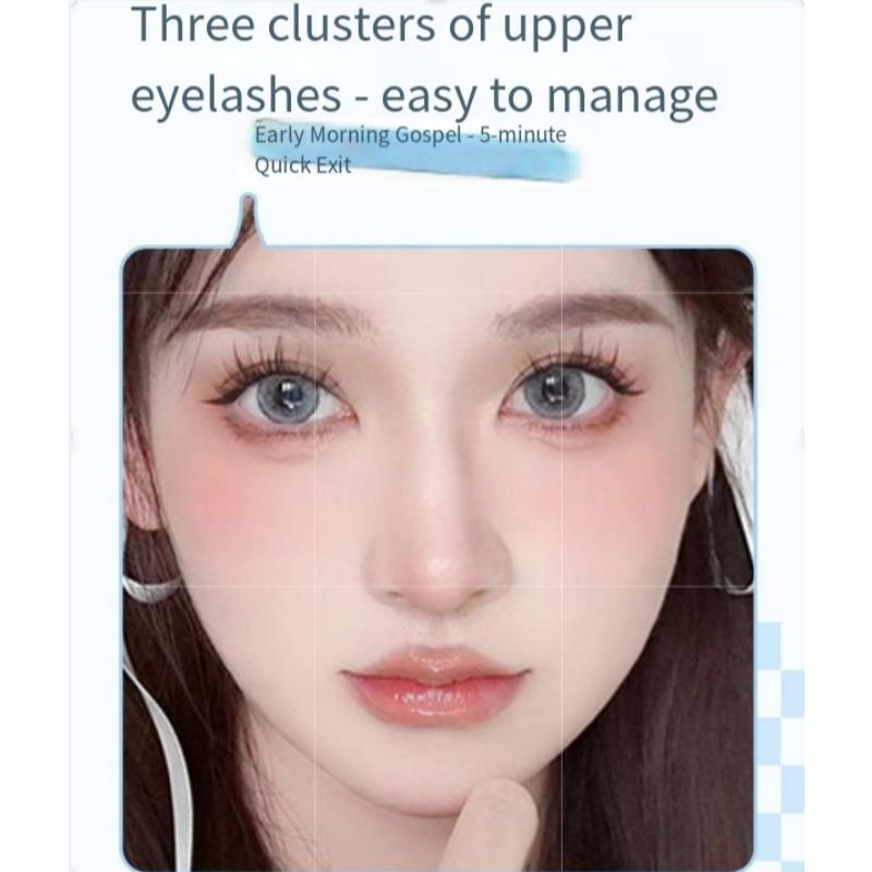 1 PACK/6 Reihen klebefreie dicke Comic-Wimpern, fotogene segmentierte Sonnenblumen-Loli-Falsche Wimpern