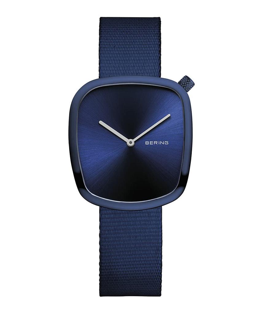 BERING Quartz Watch Pebble Blue Stainless Steel Mesh Strap Genuine Imported Product 3 Year Internal Warranty Sapphire Glass Scratch Resistant Break