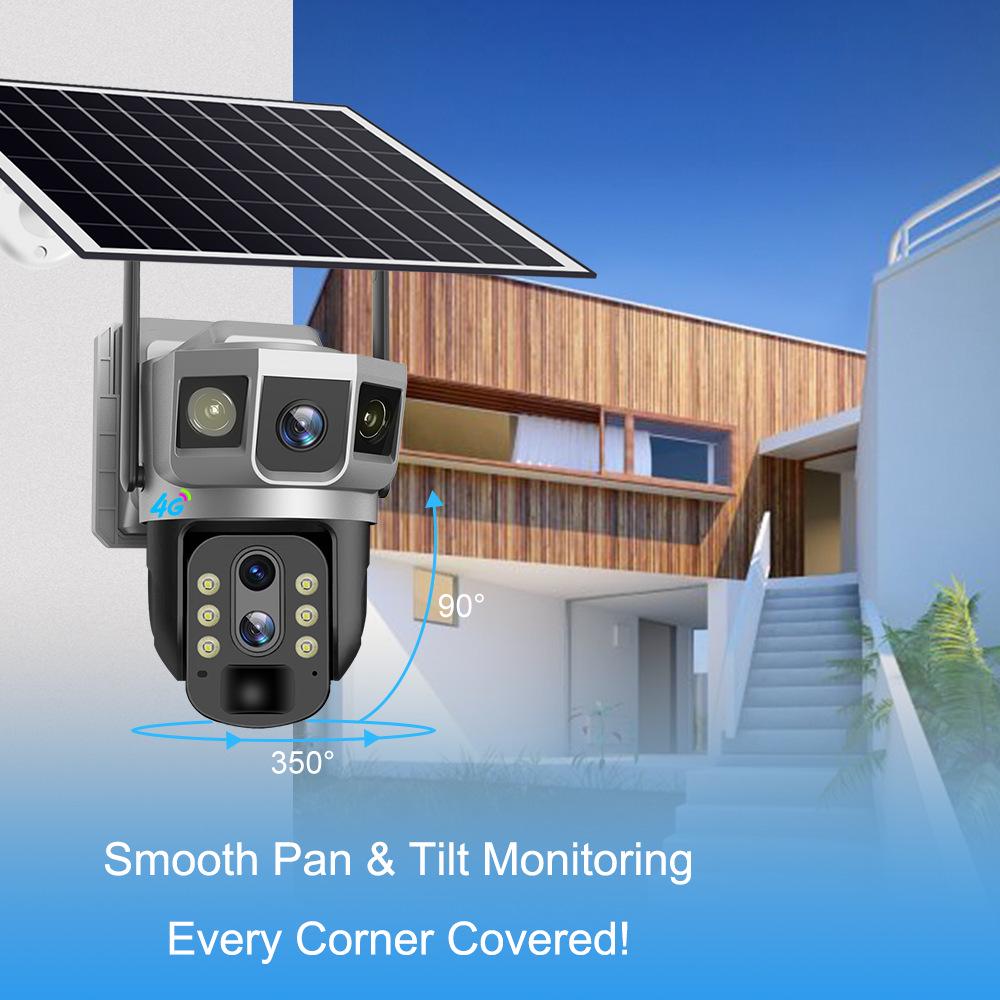 V380 Solar 10x Zoom Tri-Screen Full-Color Wireless Smart Outdoor Surveillance Camera