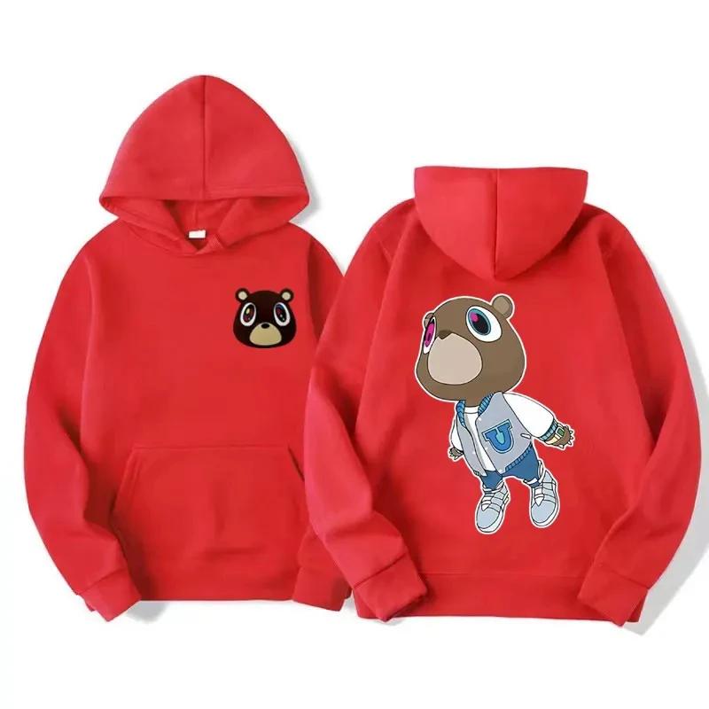 Men's Women Fashion Vintage Clothes Hooded Hip Hop Casual Oversized Sweatshirt Limited Kanye West Graduation Dropout Bear Hoodie