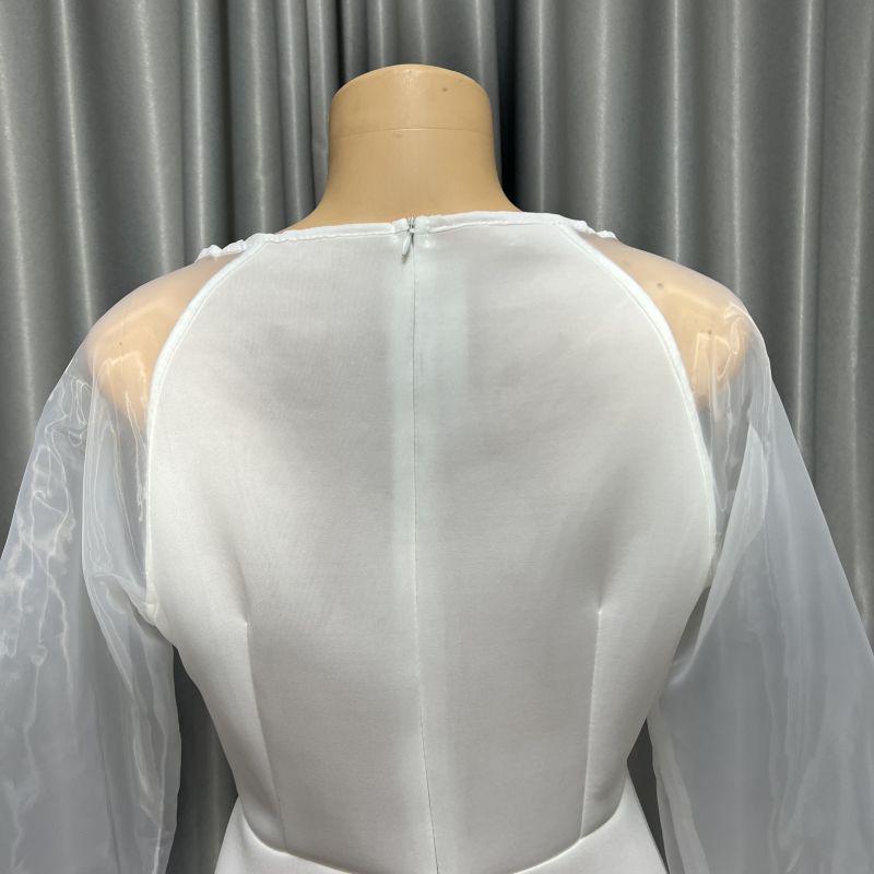 Damen Taillenbetonendes A-Linien-Kleid mit Puff- und Dreiviertelärmeln - Modisch und Bequem