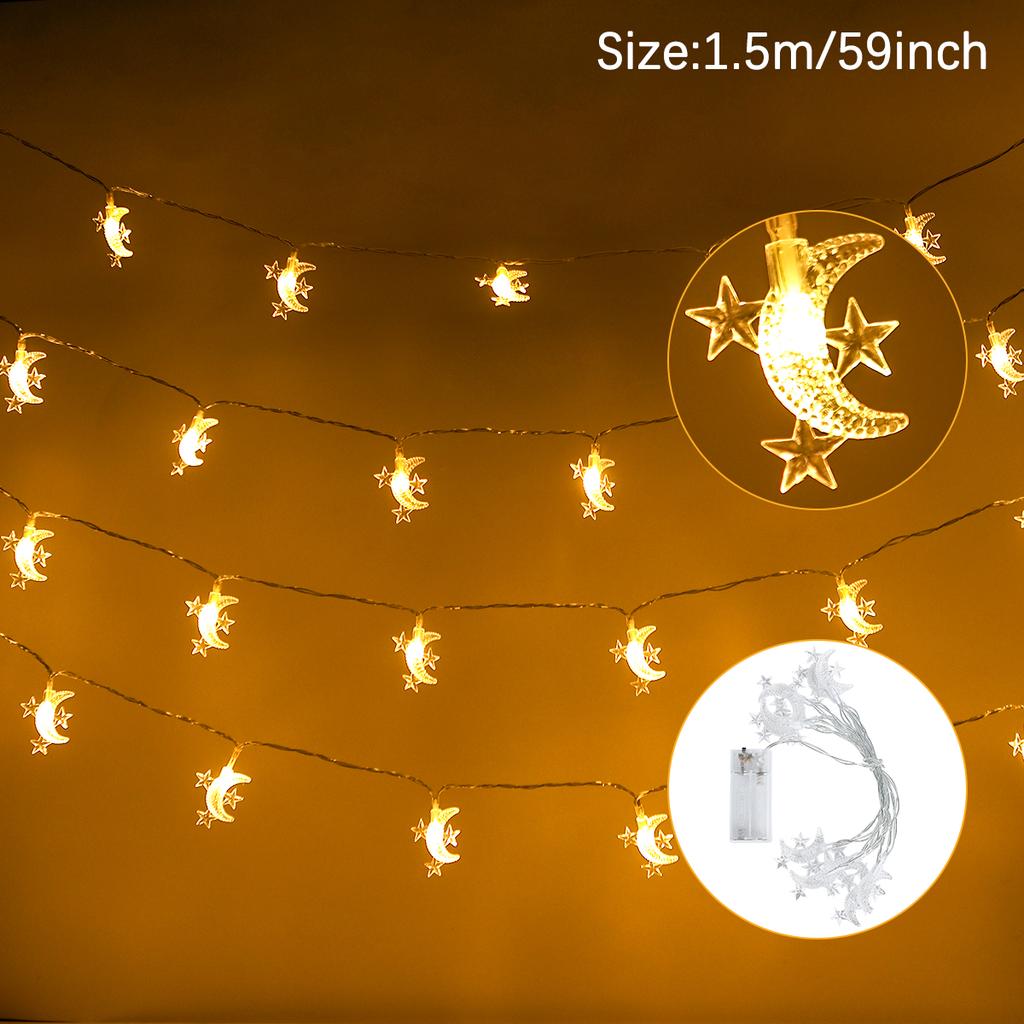 Eid Mubarak Star Castle Moon Castle Light String Ramadan Kareem Decor for Home 2025 Islam Muslim Party Supplies Eid Al-fitr
